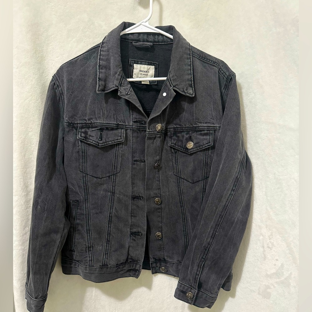 Forever 21 faded Black Denim Jacket- Size Small